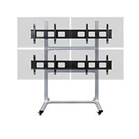 Monoprice Commercial Series 2x2 Video Wall Mount Bracket System Rolling Display Cart with Micro Adjustment Arms For TVs 32in to 55in, Max Weight 100lbs, VESA Patterns Up to 600x400