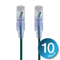 Monoprice Cat6A 5ft Green 10-Pk Patch Cable, UTP, 30AWG, 10G, Pure Bare Copper, Snagless RJ45, SlimRun Series Ethernet Cable