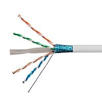 Monoprice Cat6A 1000ft White CMR UL Bulk Cable, TAA, Shielded (F/UTP), Solid, 23AWG, 550MHz, 10G, Pure Bare Copper, Spool in Box, Bulk Ethernet Cable