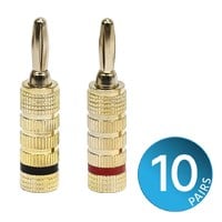 Monoprice 10 PAIRS Of High-Quality Gold Plated Speaker Banana Plugs, Closed Screw Type