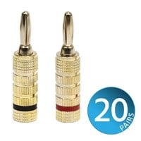 Monoprice 20 PAIRS Of High-Quality Gold Plated Speaker Banana Plugs, Closed Screw Type