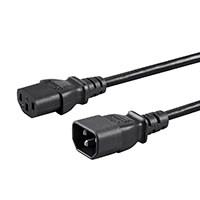 Monoprice Extension Cord - IEC 60320 C14 to IEC 60320 C13, 16AWG, 13A/1625W, 3-Prong, SJT, Black, 2ft