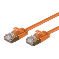 Monoprice SlimRun Cat6A Ethernet Patch Cable - Snagless RJ45, Stranded, S/STP, Pure Bare Copper Wire, 36AWG, 2ft, Orange