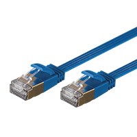 Monoprice SlimRun Cat6A Ethernet Patch Cable - Snagless RJ45, Flat, Stranded, STP, Pure Bare Copper Wire, 36AWG, 1ft, Blue