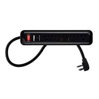 6 Outlet Surge Protector Power Strip with Low-Profile Plug with 4ft Cord, 1000 Joules, Black