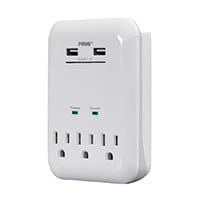 3 Outlet Surge Protector Wall Tap with 2 USB Charging Ports 3.4A, 950 Joules, White