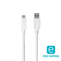 Monoprice Essentials USB Type-C to USB Type-A 3.1 Gen 2 Cable - 10Gbps, 3A, 30AWG, White, 1m (3.3ft)