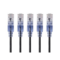 Monoprice SlimRun Cat6A Ethernet Patch Cable - Snagless RJ45, UTP, Pure Bare Copper Wire, 10G, 30AWG, 2ft, Black, 5-Pack