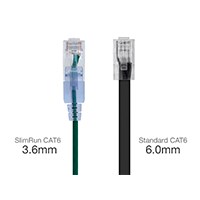 Monoprice SlimRun Cat6A Ethernet Patch Cable - Snagless RJ45, UTP, Pure Bare Copper Wire, 10G, 30AWG, 2ft, Green, 5-Pack