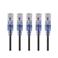 Monoprice SlimRun Cat6A Ethernet Patch Cable - Snagless RJ45, UTP, Pure Bare Copper Wire, 10G, 30AWG, 6in, Black, 5-Pack