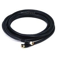 Monoprice 12ft RG6 (18AWG) 75Ohm, Quad Shield, CL2 Coaxial Cable with F Type Connector - Black