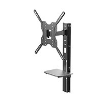 Monoprice EZ Series Full-Motion Articulating TV Wall Mount Bracket with Media Shelf Bracket - For TVs 32in to 55in, Max Weight 66 lbs., Extension Range of 3.8in to 9.4in, VESA Patterns up to 400x400