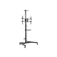 Monoprice Commercial Series Premium Adjustable Mobile Tilt TV Wall Mount Bracket Stand Cart with Media Shelf, For TVs 37in to 70in, Max Weight 110lbs, Rotating, Height Adjustable w/ VESA up to 600x400