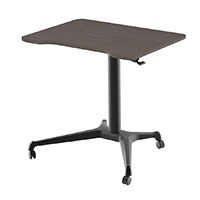 Workstream by Monoprice Gas-Lift Height Adjustable Sit-Stand Mobile Rolling Laptop Computer Desk, Dark Walnut Brown