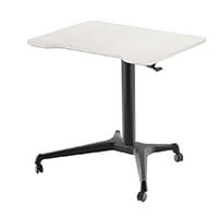 Workstream by Monoprice Gas-Lift Height Adjustable Sit-Stand Mobile Rolling Laptop Computer Desk, Light Oak White