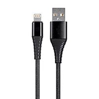Monoprice Premium Ultra Durable Nylon Braided Apple MFi Certified Kevlar-Reinforced Lightning to USB Type-A Charging Cable - 1.5ft, Black
