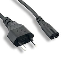 Monoprice Power Cord - CEE 7/16 (Europlug) to IEC 60320 C7 (non-polarized), 18AWG, 2-Prong, Black, 6ft