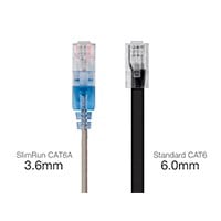 Monoprice SlimRun Cat6A Ethernet Patch Cable - Snagless RJ45, Stranded, 550Mhz, UTP, Pure Bare Copper Wire, 10G, 30AWG?, 20ft, Gray, 5-Pack