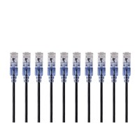 Monoprice Cat6A Ethernet Patch Cable - SlimRun, Snagless RJ45, 550MHz, UTP, Pure Bare Copper, 10G, 30AWG, 10-Pack, 50ft, Black