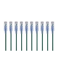 Monoprice SlimRun Cat6A Ethernet Patch Cable - Snagless RJ45, 550MHz, UTP, Pure Bare Copper Wire, 10G, 30AWG, 25ft, Green, 10-Pack