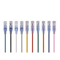 Monoprice Cat6A Ethernet Patch Cable - SlimRun, Snagless RJ45, 550MHz, UTP, Pure Bare Copper, 10G, 30AWG, 10-Pack, 25ft, Multicolor