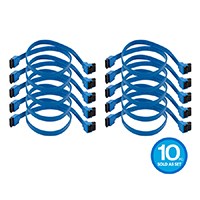 18in SATA 6Gbps Cable with Locking Latch (90-degree to 180-degree), Blue 10-pack