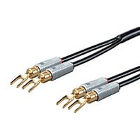 Monolith by Monoprice 14AWG Oxygen Free Copper Multi-Strand Conductors PE Insulated Speaker Wire with Gold Plated Spade Connectors, 6ft - Pair