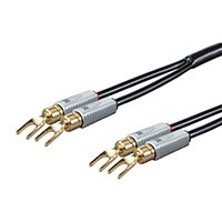 Monolith by Monoprice 14AWG Oxygen Free Copper Multi-Strand Conductors PE Insulated Speaker Wire with Gold Plated Spade Connectors, 10ft - Pair