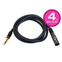 6ft Premier Series XLR Male to 1/4 in TRS Male Cable, 16AWG (Gold Plated), 4 Pack