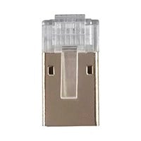 Monoprice Cat6A RJ45 Shielded Modular Plugs w/Inserts for Round Solid/Stranded Cable, 50u, 3 Prongs, Clear, 25-Pk