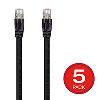 Cat8 24AWG S/FTP Ethernet Network Cable, 2GHz, 40G, 15m, Black, 5 pack
