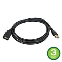 USB-A to USB-A (F) 2.0 Cable - Black, 2m - 3 pack