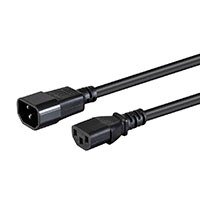 Monoprice Heavy Duty Extension Cord - IEC 60320 C14 to IEC 60320 C13, 14AWG, 15A/1875W, SJT, 100-250V, Black, 1ft