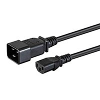 Monoprice Heavy Duty Power Cord - IEC 60320 C20 to IEC 60320 C13, 14AWG, 15A/1875W, SJTW, 100-250V, Black, 10ft