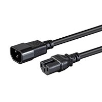 Monoprice Heavy Duty Power Cable - IEC 60320 C14 to IEC 60320 C15, 14AWG, 15A/1875W, SJT, 125V, Black, 2ft