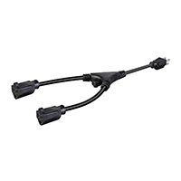 Monoprice Splitter Power Cord - NEMA 5-15P to 2x NEMA 5-15R, 16AWG, 13A/1625W, SJT, 120V, Black, 1.5ft