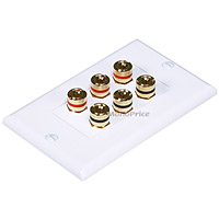Monoprice High Quality Banana Binding Post Two-Piece Inset Wall Plate for 3 Speakers - Coupler Type