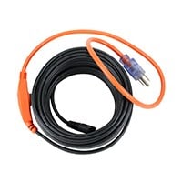 12ft 84 Watts Electric Water Pipe Heater Black Cable connected to a 2ft 18/3 SJTW Orange Power Supply Cord