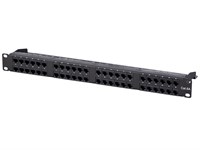 Monoprice 48 Port Cat6A Unshielded Patch Panel, 1U, Horizontal 180°, No Dustproof Cover, with Wire Support Bar