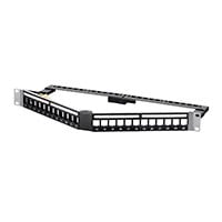 Monoprice 24 Port Blank Keystone FTP Patch Panel, 1U, Angled, with Wire Support Bar