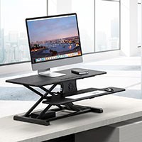 Workstream by Monoprice Electric Sit-Stand Compact Workstation Desk Converter with Built-in Wireless Charging Pad, 37in