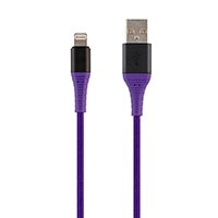 Monoprice AtlasFlex Series Durable Apple MFi Certified Lightning to USB Type-A Charge and Sync Kevlar-Reinforced Nylon-Braid Cable, 1.5ft, Purple