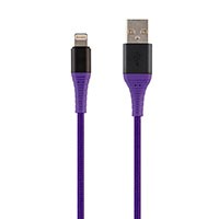 Monoprice AtlasFlex Series Durable Apple MFi Certified Lightning to USB Type-A Charge and Sync Kevlar-Reinforced Nylon-Braid Cable, 3ft, Purple