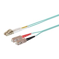Monoprice OM3 Fiber Optic Cable - LC/SC, 50/125 Type, Multi-Mode, Duplex, 10GB, Aqua, 7m