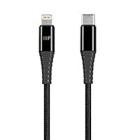 Monoprice Premium Ultra Durable Nylon Braided Apple MFi Certified Lightning to USB-C Charging Cable - 3ft, Black
