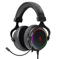 Dark Matter by Monoprice Supernova USB Gaming Headset - 53mm, Virtual 7.1 Surround, Detachable ANC Mic, PU Leather/Aluminum, RGB, PC Only