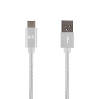 Monoprice Palette Series USB 2.0 Type-C to Type-A Charge and Sync Nylon-Braid Cable, 3ft, White