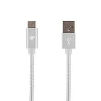 Monoprice Palette Series USB 2.0 USB-C to USB-A Charge and Sync Nylon-Braid Cable  10ft  White