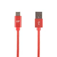 Monoprice Palette Series USB 2.0 Type-C to Type-A Charge and Sync Nylon-Braid Cable, 6ft, Red