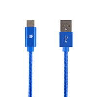 Monoprice Palette Series USB 2.0 Type-C to Type-A Charge and Sync Nylon-Braid Cable, 3ft, Blue
